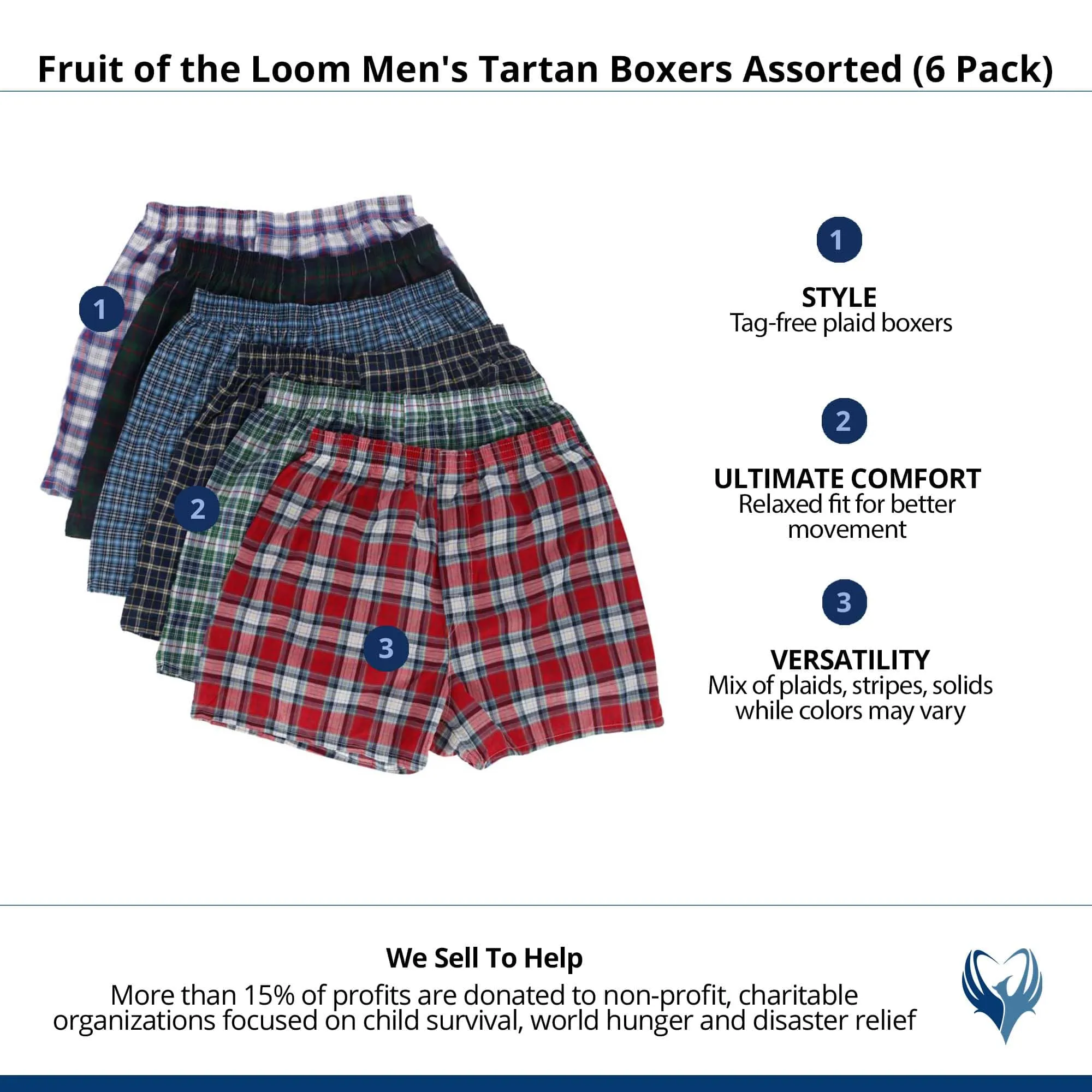 Fruit of the Loom Men's Tartan Boxers Assorted (6 Pack)